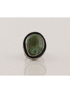 Sterling Silver Natural Green Turquoise Ring Size 6 3/4